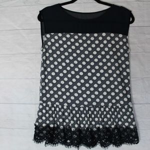 Ann Taylor Blue Sheer Polka Dot Blouse Medium